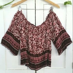 🍁SALE Boho Drop Shoulder 😍 NWOT Flowy Crop Top